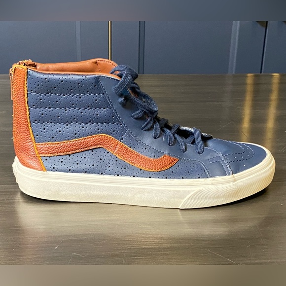 Vans Men's Shoes ''Sk8'Hi Reissue Zi''--(Leather Perf)--Dress Blue - Picture 4 of 7